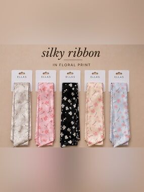 Silky Ribbon - Pink, Black, Cream, Light Blue, White, or Blush Choose 1